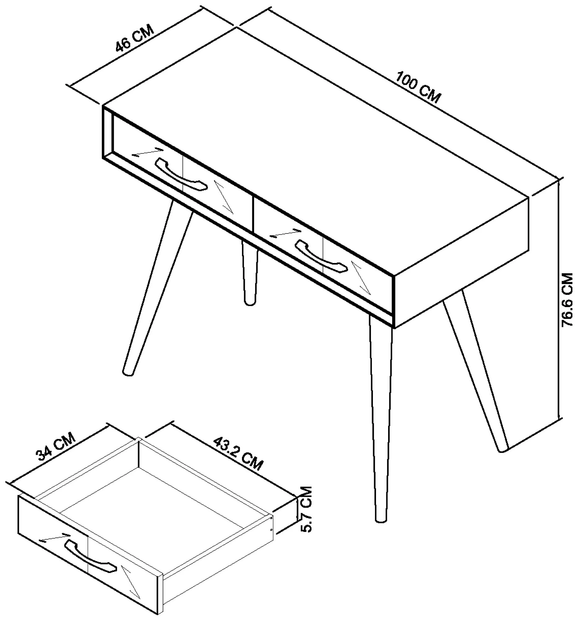 Capria Smoked Oak & Peppercorn Dressing Table - Image 4