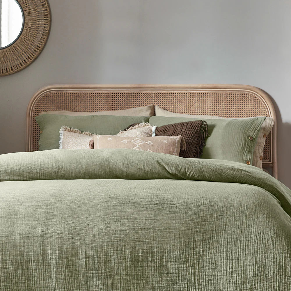 Lark Cotton Muslin Duvet Cover Set Eucalyptus - Image 3