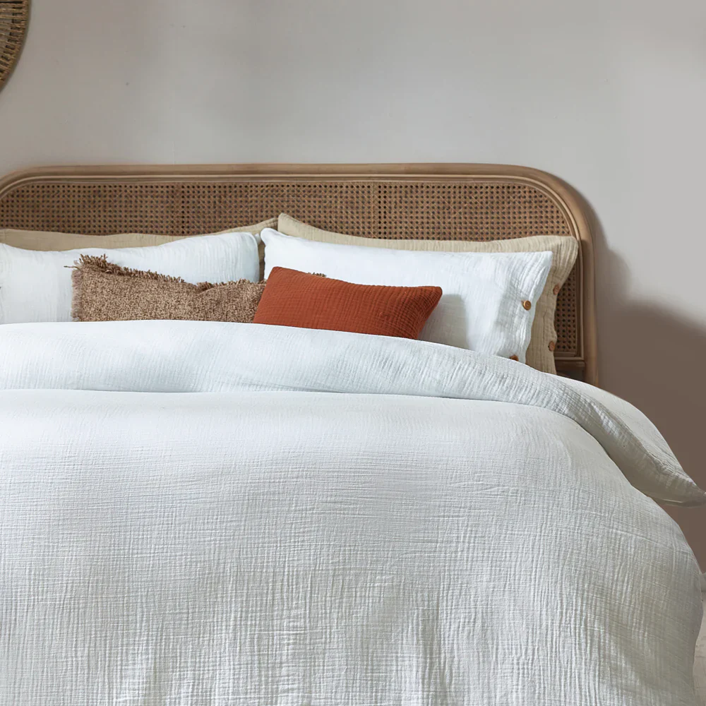 Lark Cotton Muslin Duvet Cover Set White - Image 4