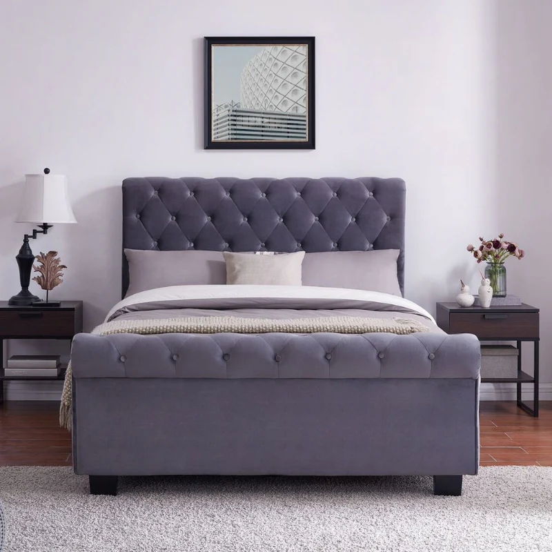 Easton Ottoman Storage Bedstead in Plush Grey - Image 3
