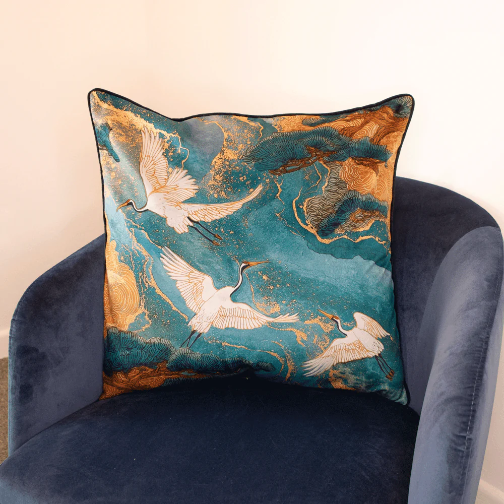 River Crane Teal Cushion