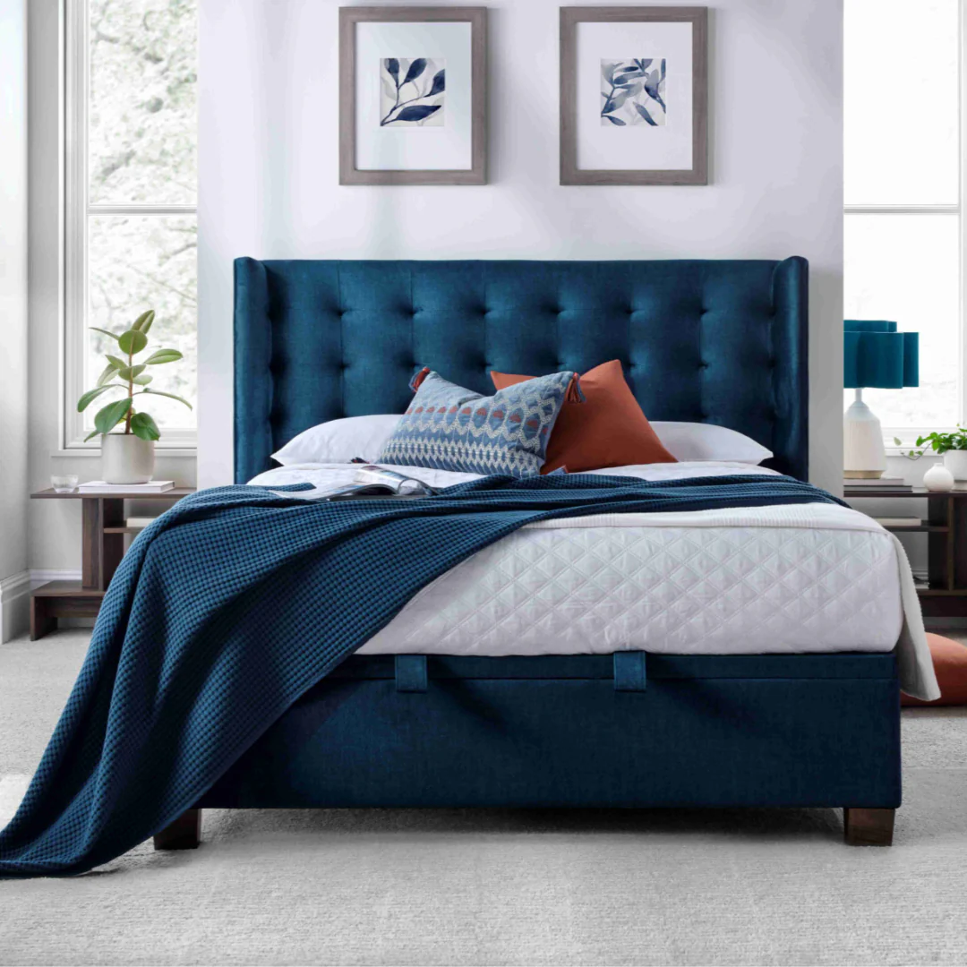 Victoria Ottoman in Deep Ocean Blue - Image 2